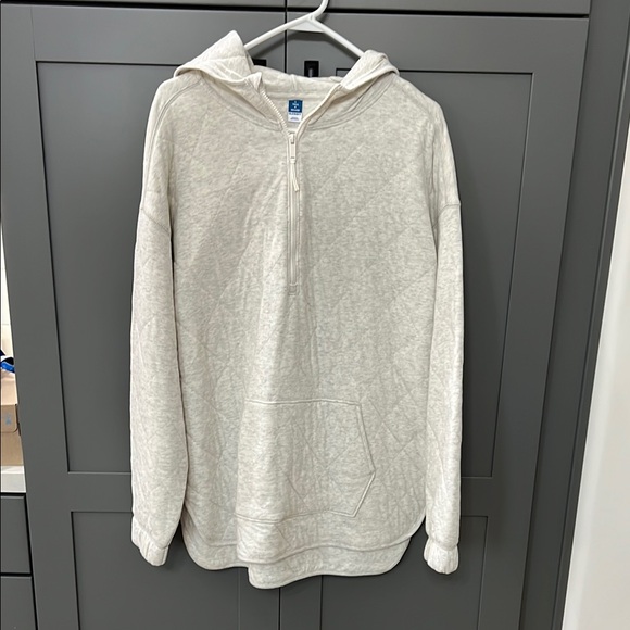 Old Navy Gray/Cream Heather Oversized Quilted Hoodie Sweatshirt - Picture 1 of 8
